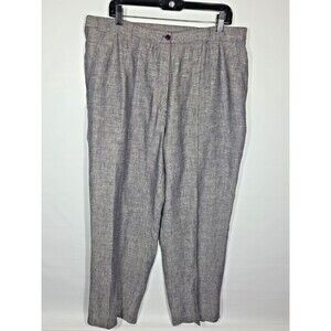 JM Collection Crop Ankle Pants 16W 100% Linen Elastic Waist Pockets Casual Relax